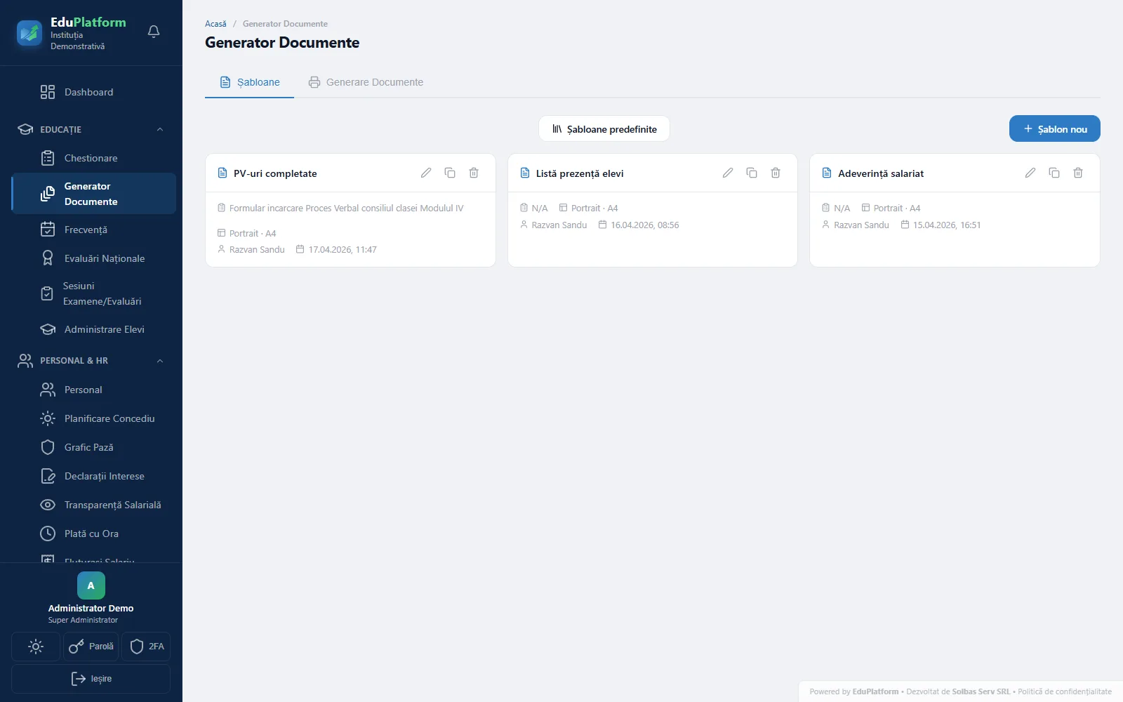 Generator Documente — Șabloane