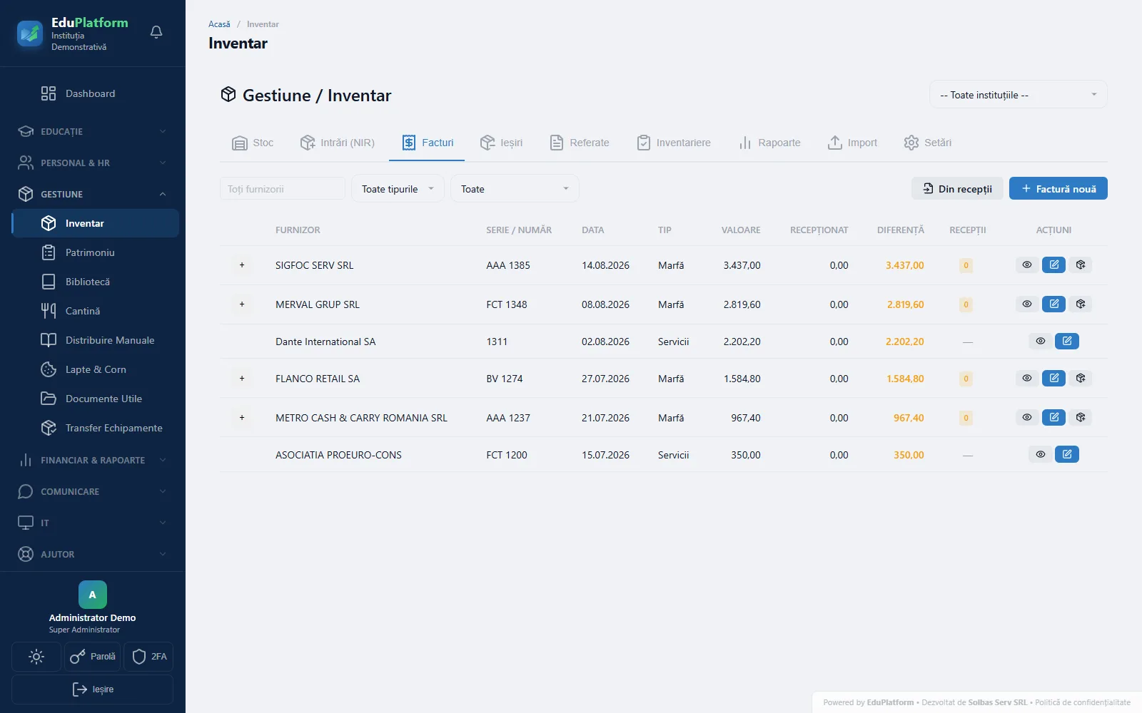 Inventar — Facturi